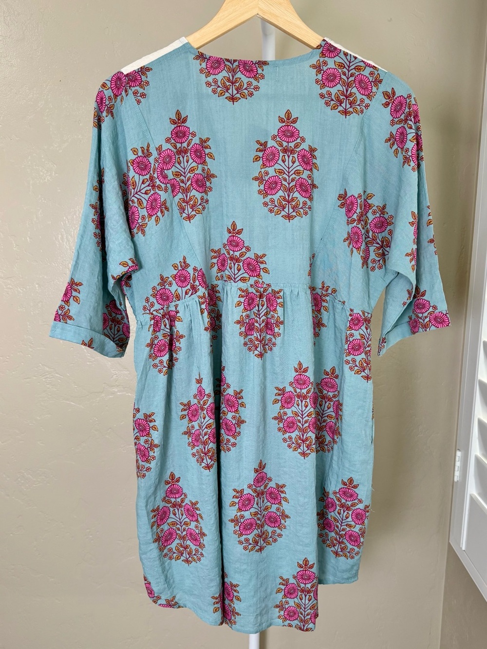 Natural Life Stella Embroidered Mini Dress XS Teal Wildflower Medallion NWT - Picture 7 of 10